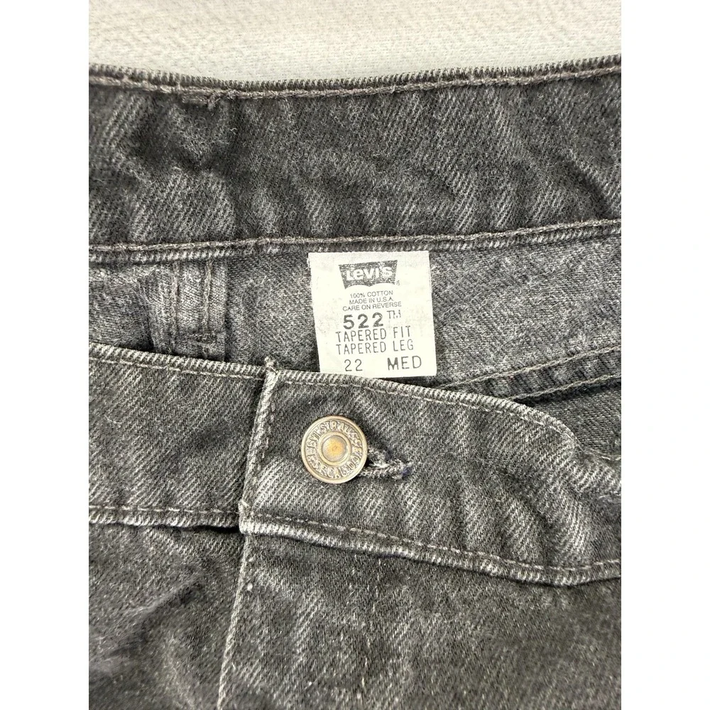 Vintage‎ Levis 522 Jeans Women's Sz 22 Med Black Tapered Fit High Rise USA 90s